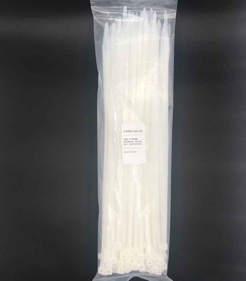 ELEWIND Self-locking plastic nylon <a href='/cable-tie/'>Cable Tie</a>s Wire Zip Cable Tie fastening ring cable tie white color 5*300