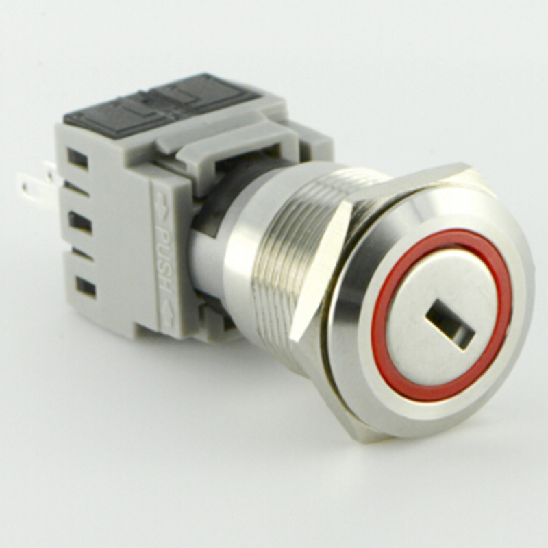ELEWIND 19mm  stainless steel Flat head 4 Pin terminal(<a href='/1no1nc/'>1NO1NC</a>) Key lock switch ( PM195F-11Y/21 )