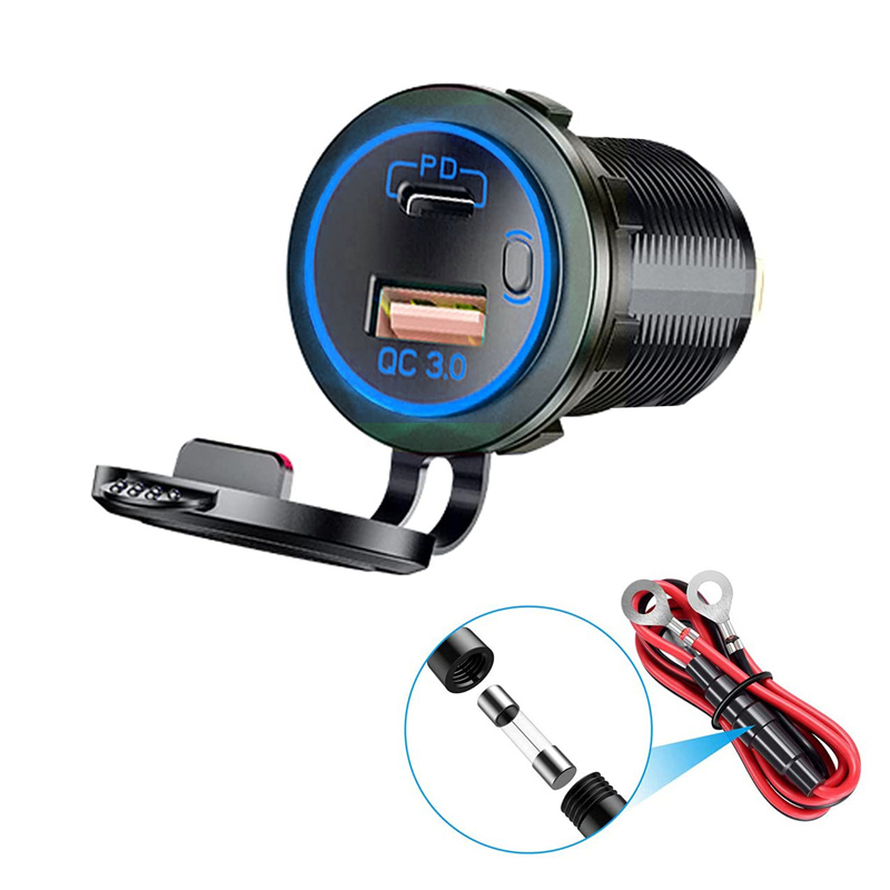 ELEWIND  QC 3.0 +PD USB-C  TYPE-C USB with light USE for  car  yacht  to  charge mobile phone  IPAD