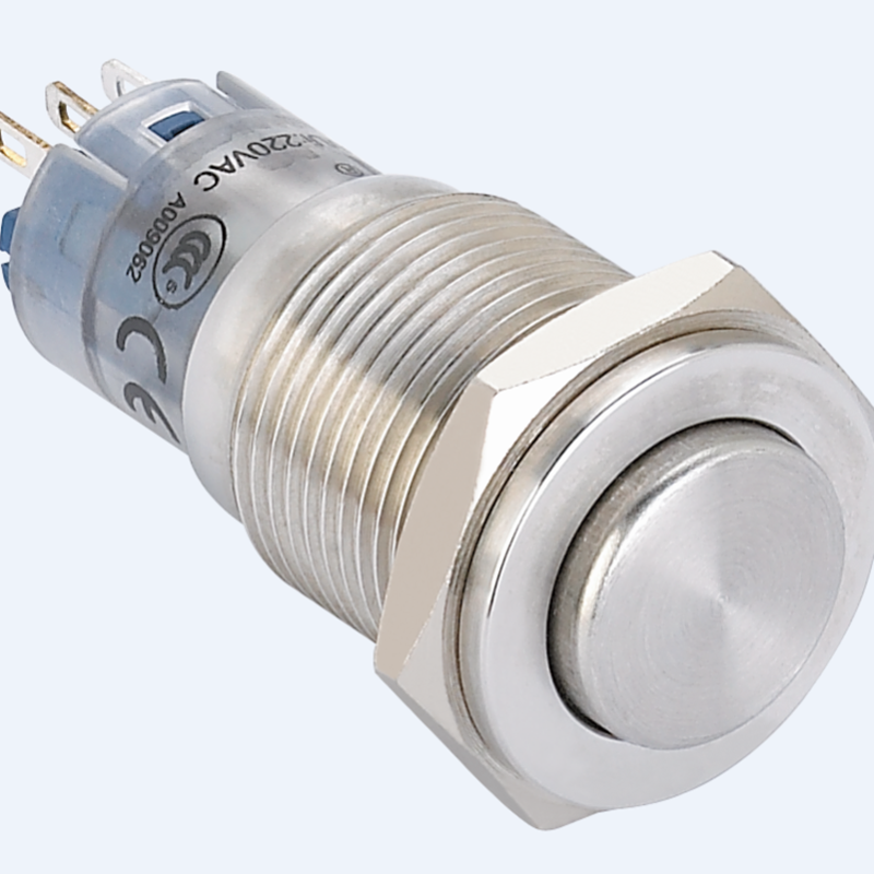 16mm <a href='/1no1nc/'>1NO1NC</a> or 2NO2NC Pin terminal Stainless steel , Black aluminium , Nickel-plated brass Metal push button switch(PM162H-11/S)