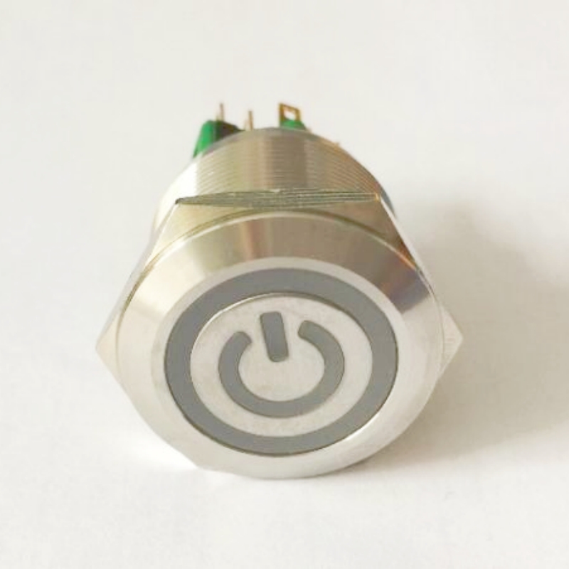 ELEWIND 25mm stainless steel Latching (<a href='/1no1nc/'>1NO1NC</a>) power symbol on/off push button switch ( PM251F-11ZET/B/12V/S )