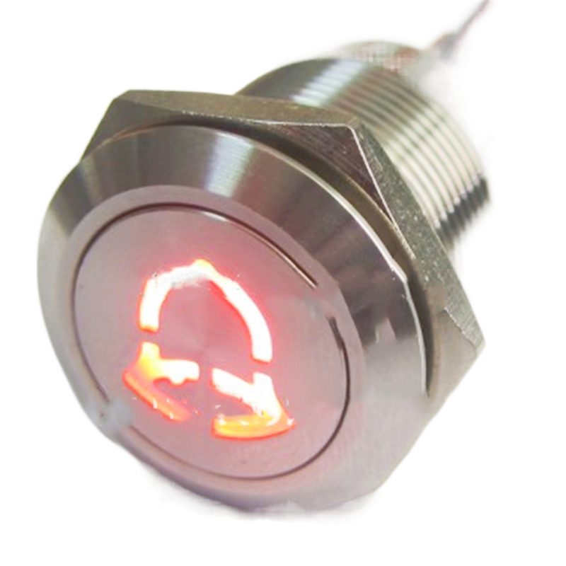 ELEWIND 19mm stainless steel Momentary Metal Doorbell button switch ( PM193F-11/R/12V/S With illuminated doorbell symbol )