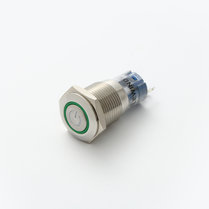 16mm ring illuminated metal Stainless steel push button with power symbol(PM162F-11ET/B/12V/S , PM162F-ZET/B/12V/S)