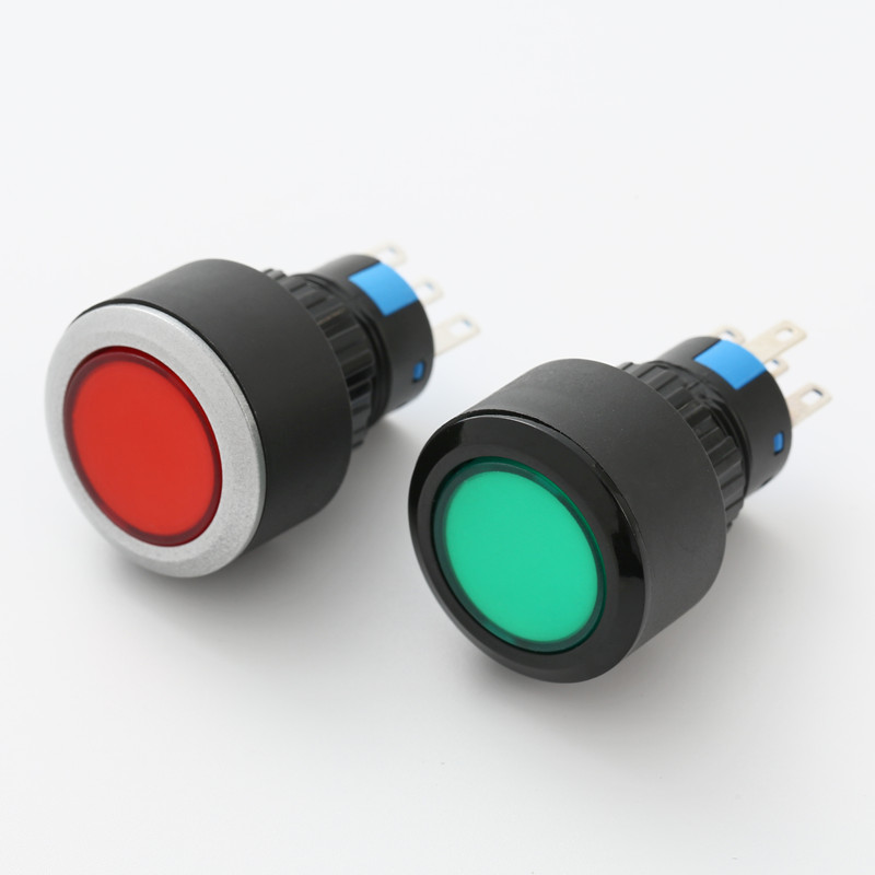 ELEWIND 22mm Plastic flat surface push button switch (PB223PY-11ZD/G/12V ,PB223WY-11D/G/12V)