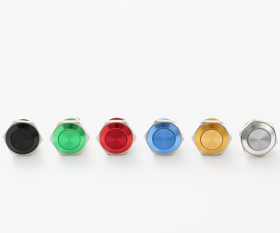 ELEWIND 16mm Colorful aluminium waterproof IP65 momentary push button switch screw terminal (PM161F-10/CA)
