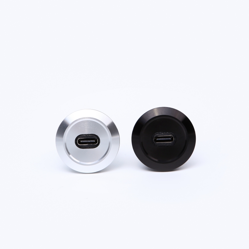 22mm mounting diameter metal Aluminium anodized USB connector socket type C USB3.1 Female C to male C