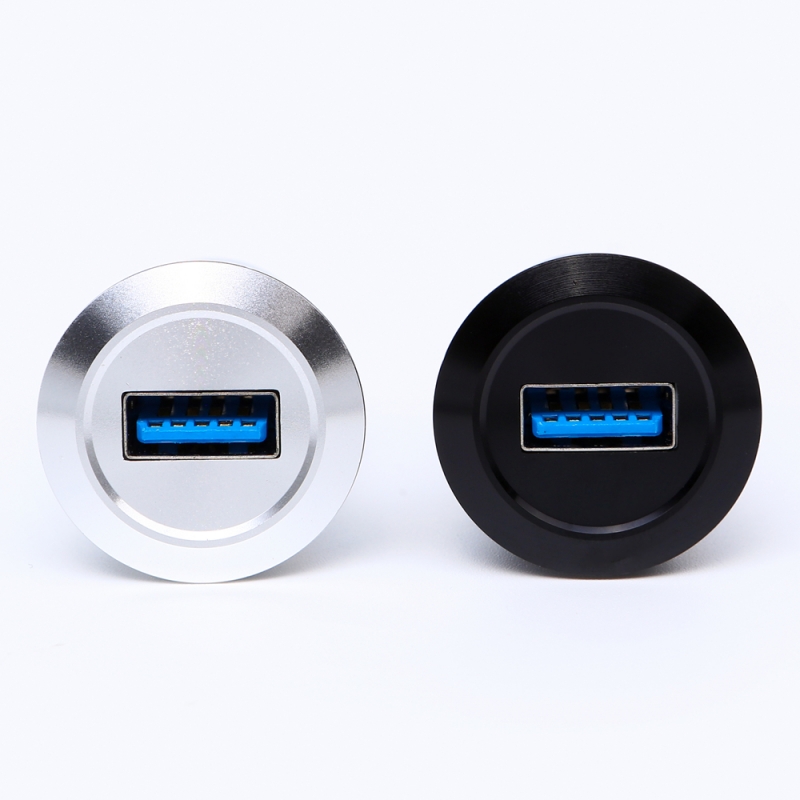 22mm mounting diameter metal Aluminium anodized USB connector socket USB3.0 Female A to Female A