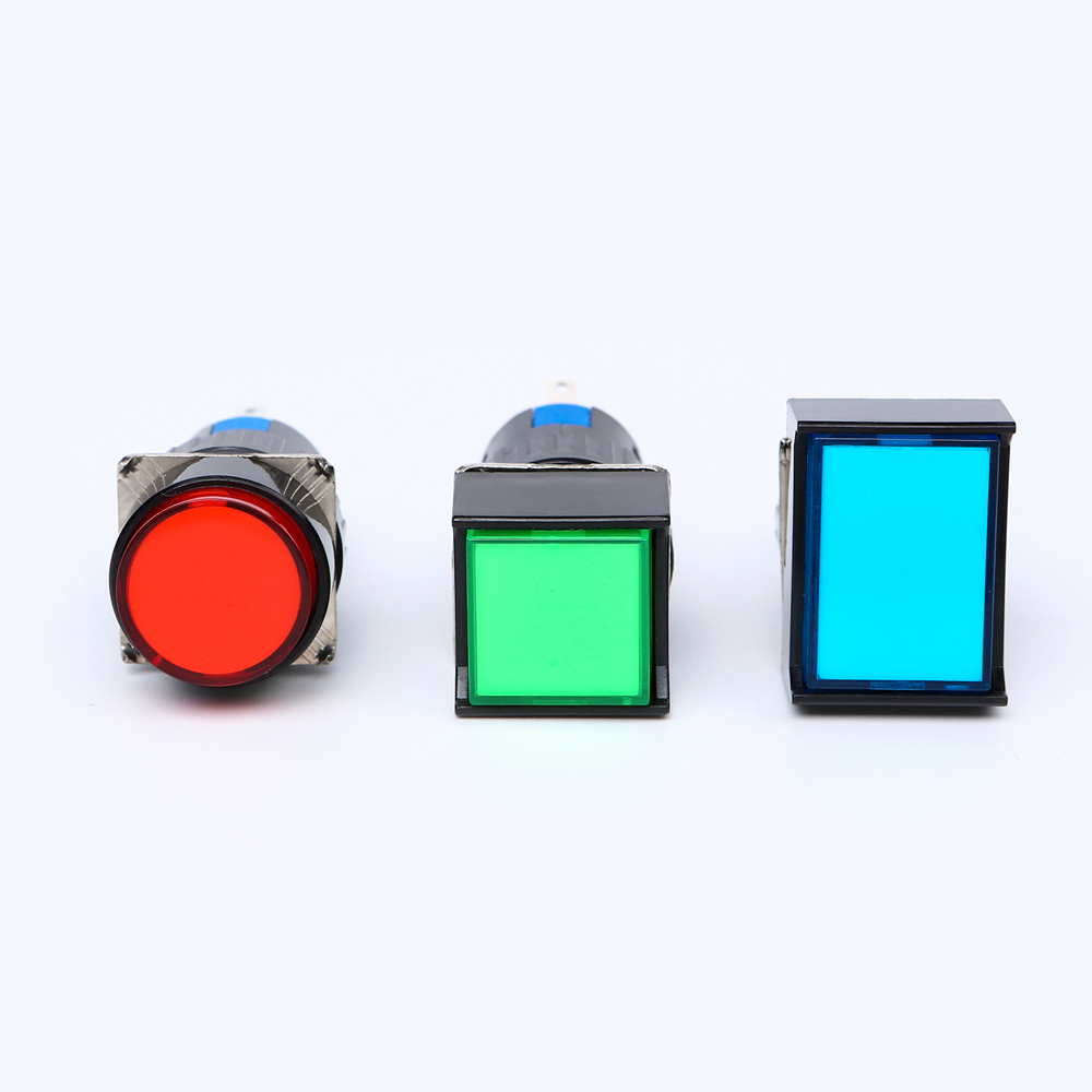 ELEWIND 16mm Plastic 5 PIN terminal square momentary or Latching (<a href='/1no1nc/'>1NO1NC</a>) illuminated push button switch ( PB161F-11Z/G/12V )