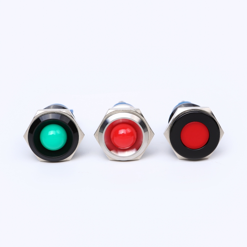 16mm domed head metal Black brass Stainless steel nickel plated brass IP67 LED Indicator Light pilot signal lamp (PM16F-D)
