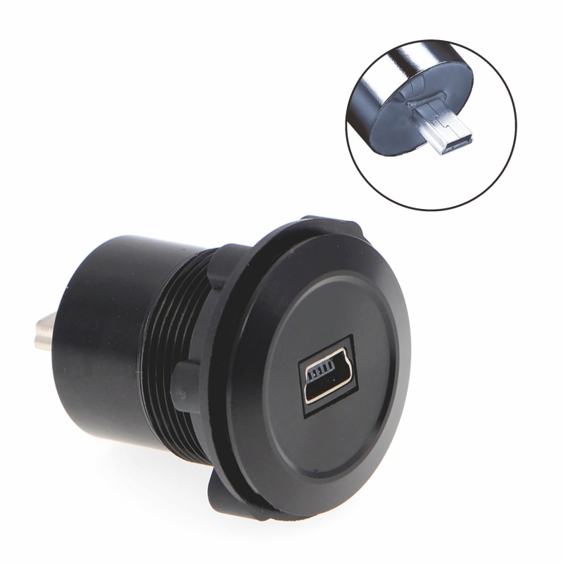22mm mounting diameter metal Aluminium anodized USB connector socket Mini USB2.0 Female to male