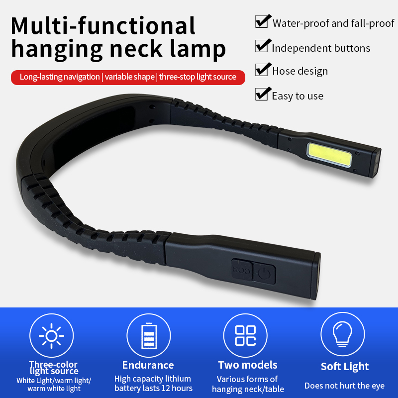 LED waterproof charging fashionable running neck reading light