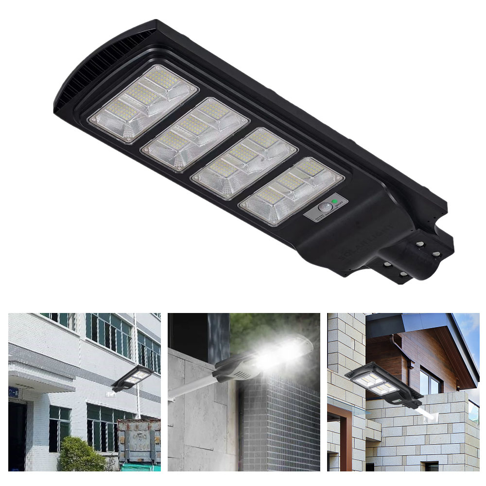 Outdoor Solar Street Light, LED Solar Powered Parking Lot <a href='/lamp/'>Lamp</a> with Motion Sensor 6000K, Dusk to Dawn, Timer Switch