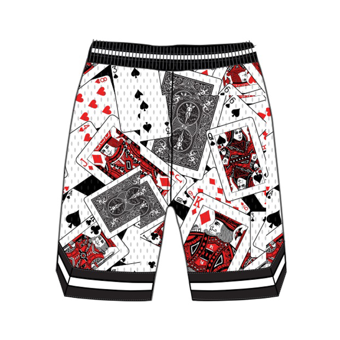 Polyester mesh printed embroidered shorts